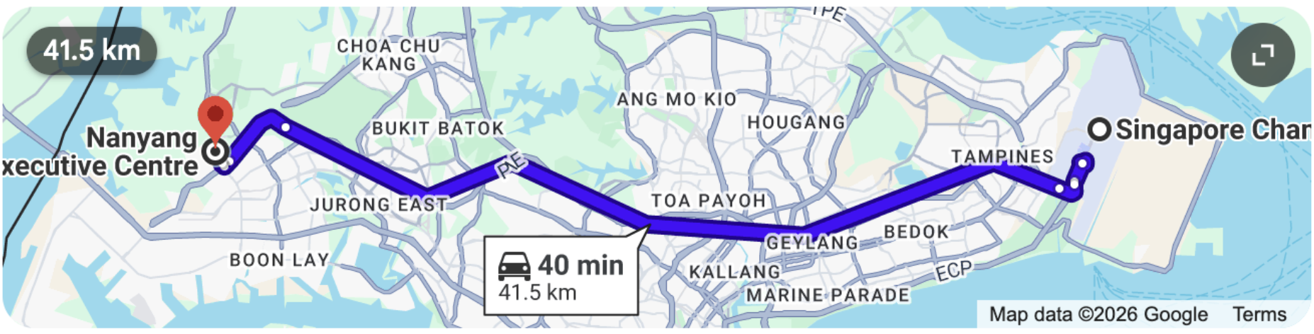 Public transport from Changi Airport to NEC